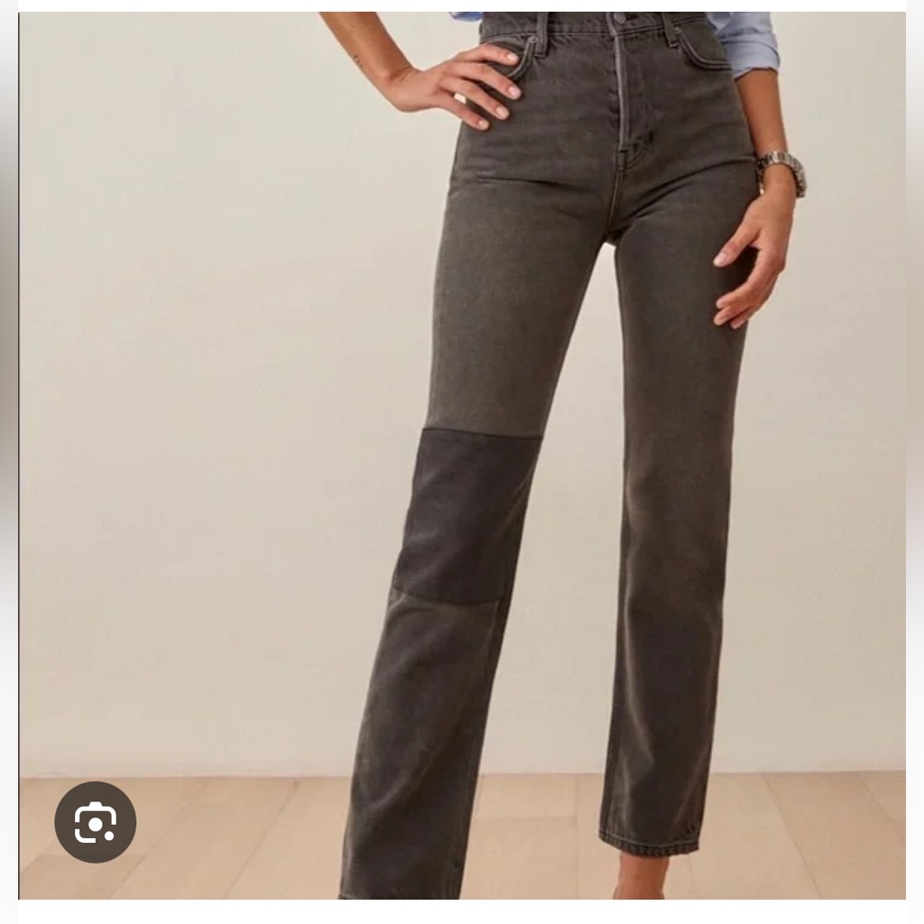 Reformation Cynthia Patch High Rise Straight Jeans